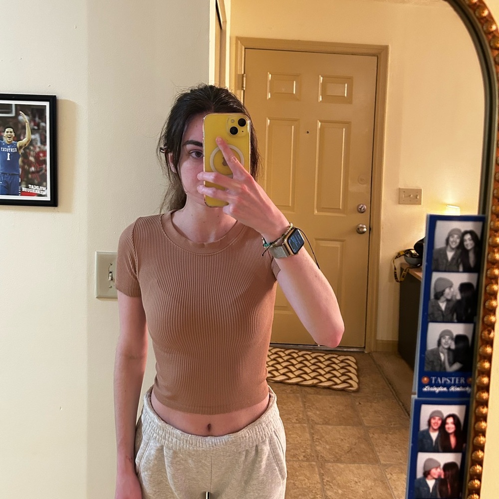 Hippie Rose Tan Ribbed Crop Top